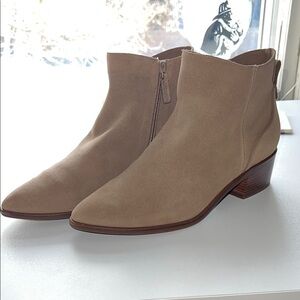 Cole Haan Taupe Suede Ankle Boot with Low Block Heel